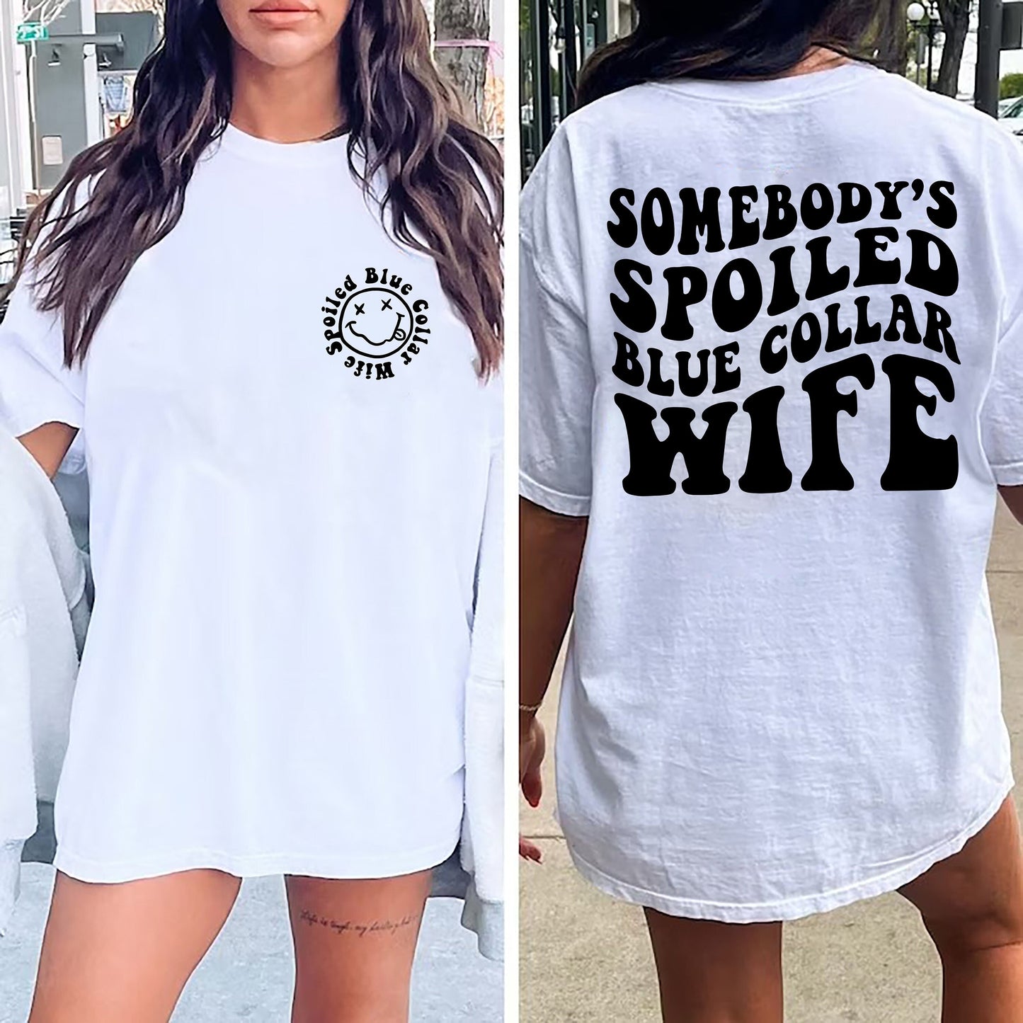 Spoiled Blue Collar Wife Shirt, Mom Life Shirt, Overstimulated Mom Club, Funny Wife Shirt, Somebody's Loud Wife, Front and Back Wife Shirt