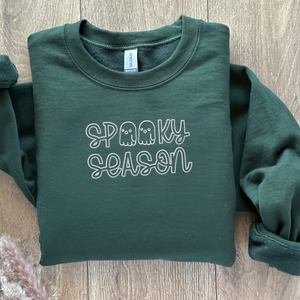 Spooky Season Crewneck Embroidered Halloween Sweatshirt, Hoodie