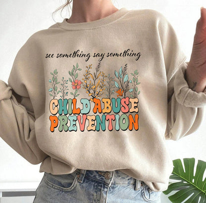Stop Child Abuse T-Shirt, Child Abuse Awareness Month Shirt, Sunflower Graphic Tees for Women, Social Worker Gift, Anti Child Abuse shirt