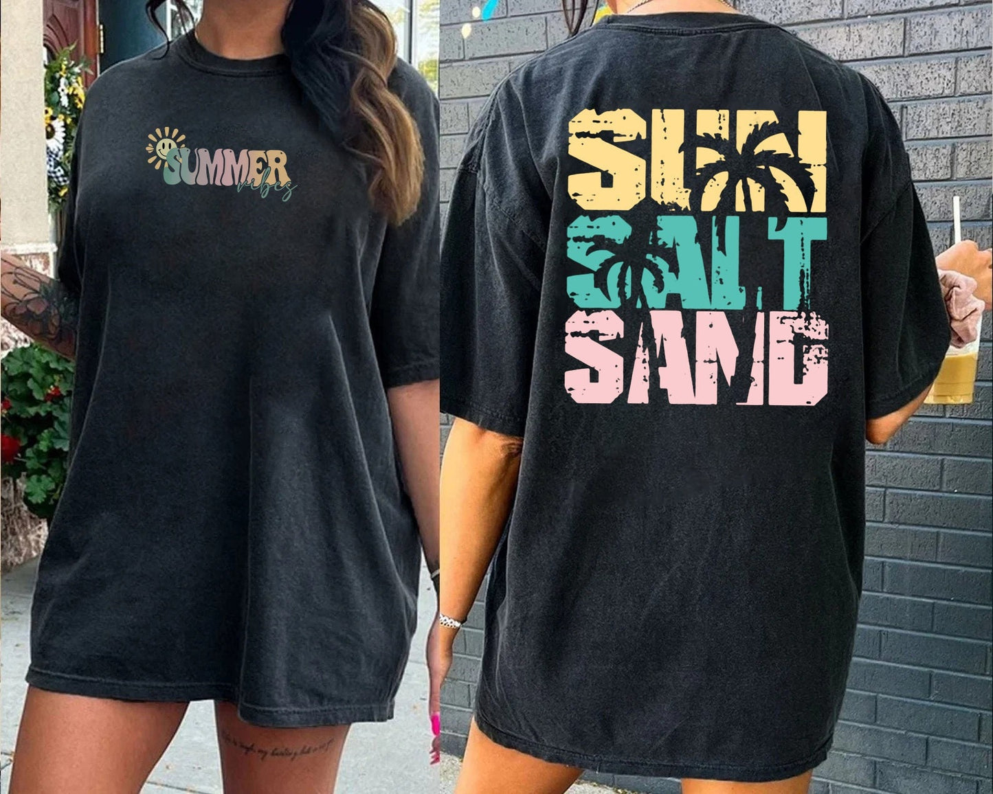 Sun Sand Salt Shirt, Retro beach T-Shirt, Trendy Beach Shirts for Women, Summer Vacation Shirts For Women, funny Beach Shirt