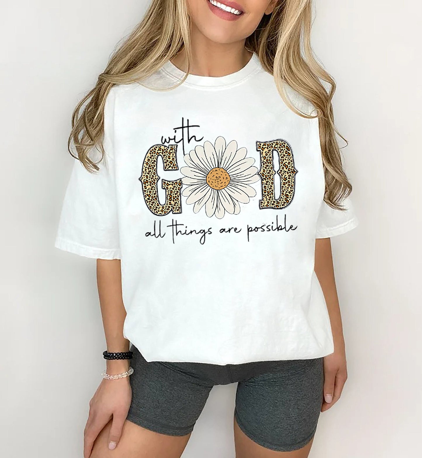 Sunflower Shirt, With God All Things Are Possible Shirt, Religious Shirt, Inspirational Shirt, Christian Shirt, Bible Shirt for Women gift