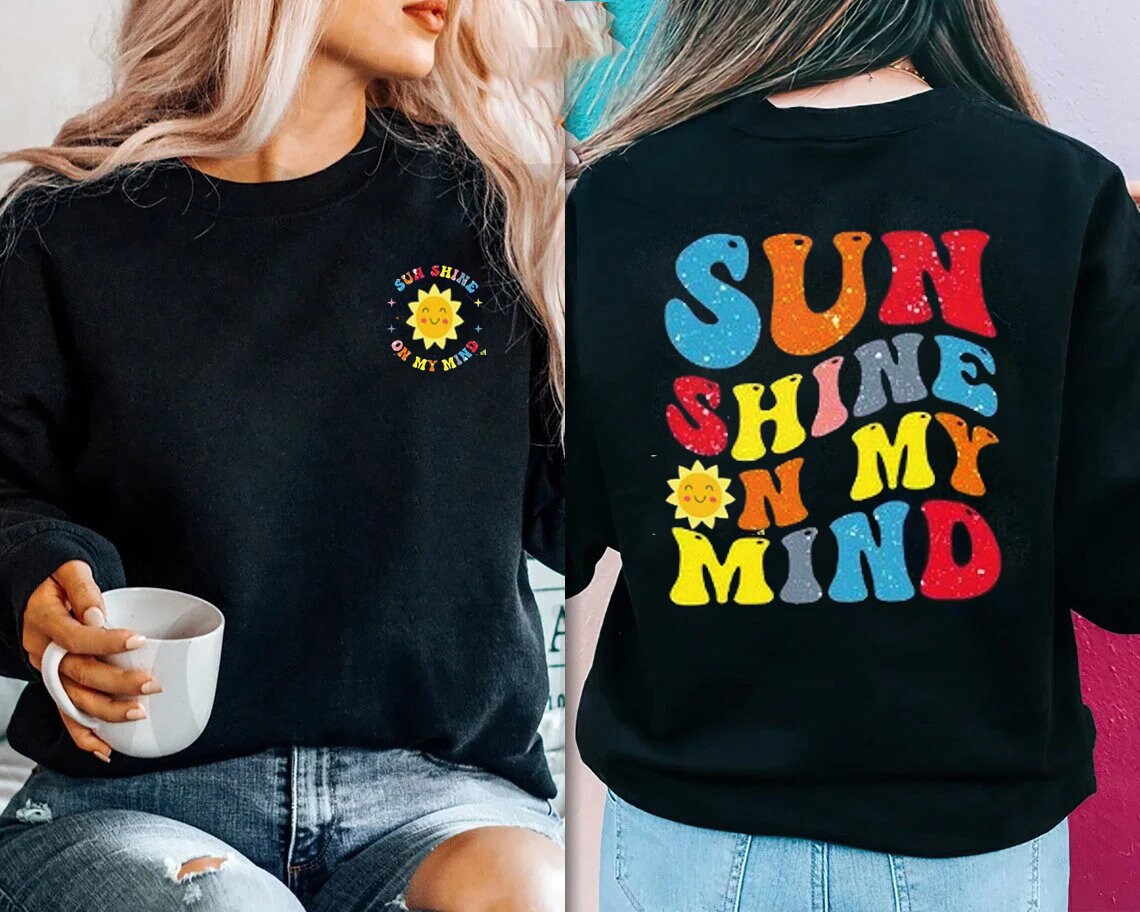Sunshine On My Mind,Womens Unisex Crewneck,Vintage Sunshine Shirt,Retro Boho Shirt,Hiking Tshirt,Sun Graphic Tee,Retro tee Unisex Tshirt