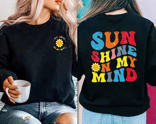 Sunshine On My Mind,Womens Unisex Crewneck,Vintage Sunshine Shirt,Retro Boho Shirt,Hiking Tshirt,Sun Graphic Tee,Retro tee Unisex Tshirt