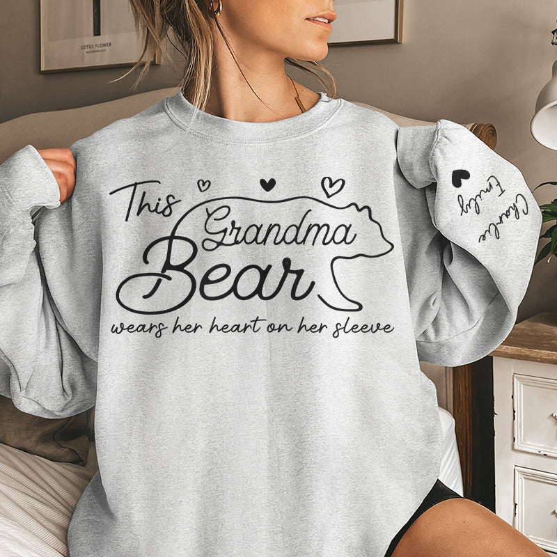 This Mama Bear Wears Her Heart On Her Sleeve Sweatshirt, Gift For Mom
