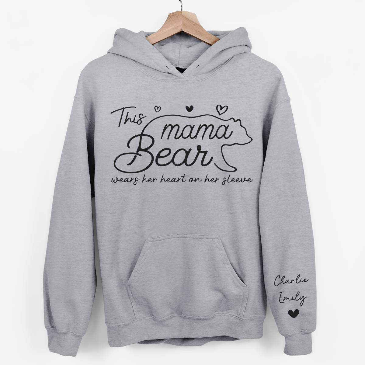 This Mama Bear Wears Her Heart On Her Sleeve Sweatshirt, Gift For Mom