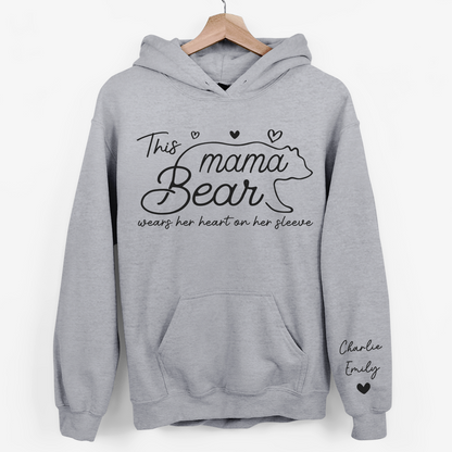This Mama Bear Wears Her Heart On Her Sleeve Sweatshirt, Gift For Mom