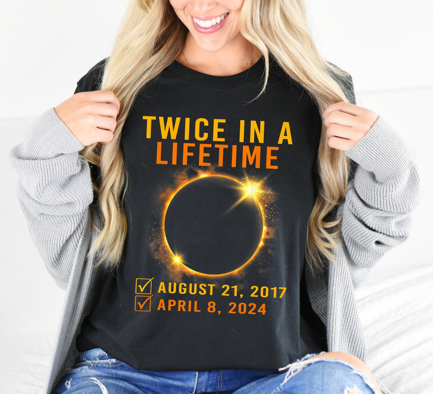 Total Solar Eclipse 2024 Shirt, Twice In A Lifetime Solar Eclipse Shirt, April 8 2024 Tees, Path of Totality Shirt, Matching Family Gift