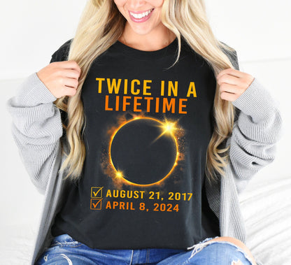 Total Solar Eclipse 2024 Shirt, Twice In A Lifetime Solar Eclipse Shirt, April 8 2024 Tees, Path of Totality Shirt, Matching Family Gift