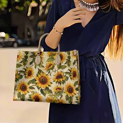 Leather Bag Happy Sunflowers