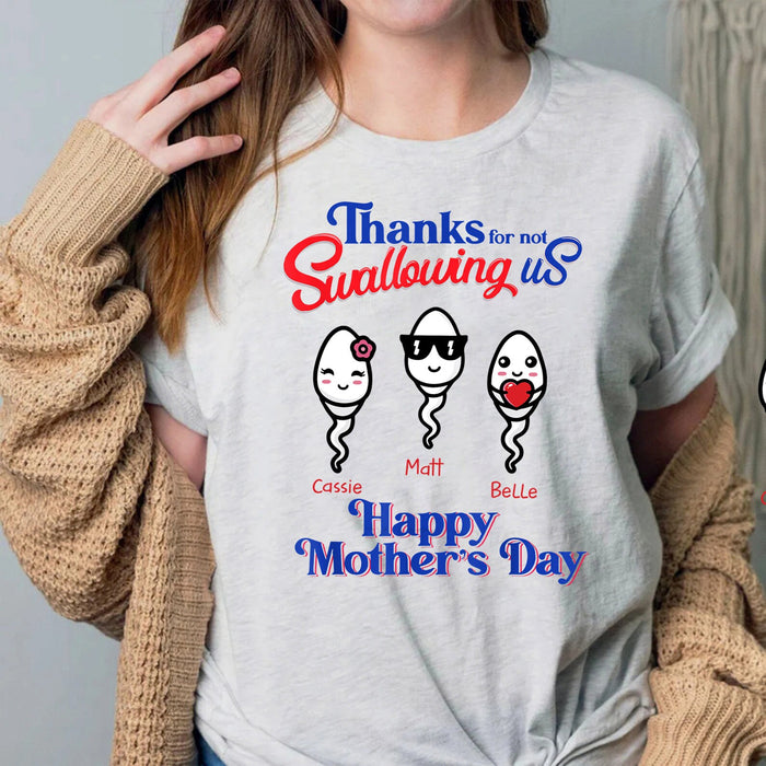 Thanks For Not Swallowing Us - Personalized T-Shirt - Gift For Mom - Funny Bruh Shirt - Cute Mom Shirt - Mama Gift - mothers day gift