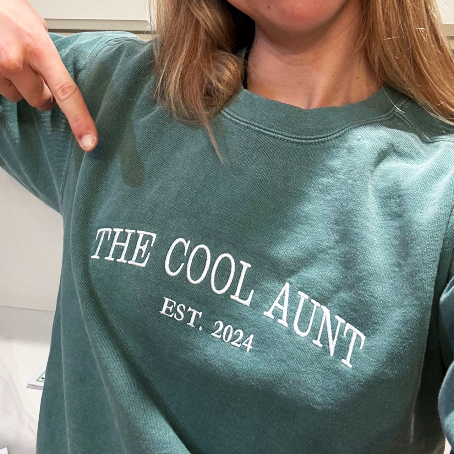 The Cool Aunt Sweatshirt with Custom Est Year, Personalized Gift for Aunt with Embroidered