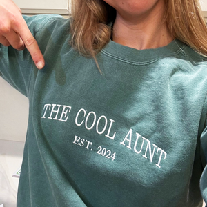 The Cool Aunt Sweatshirt with Custom Est Year, Personalized Gift for Aunt with Embroidered