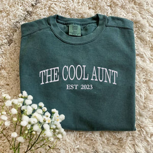 The Cool Aunt Sweatshirt with Custom Est Year, Personalized Gift for Aunt with Embroidered