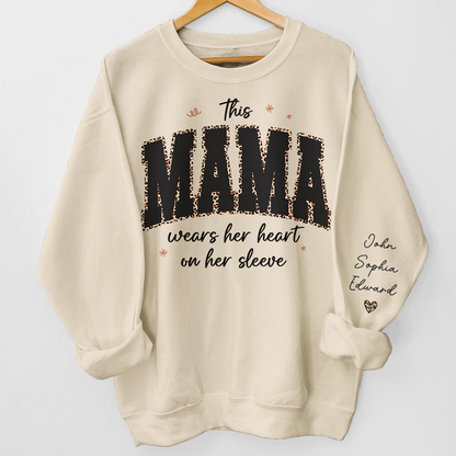 This Mama Wears Her Heart On Her Sleeve Sweatshirt, Gift For Mom