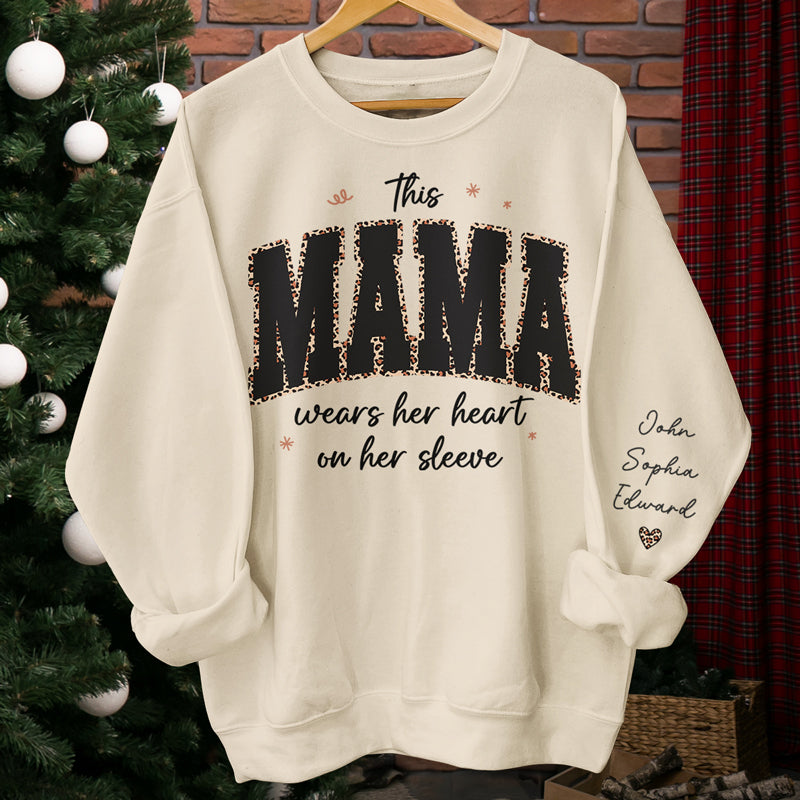 This Mama Wears Her Heart On Her Sleeve Sweatshirt, Gift For Mom