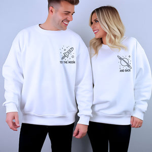 To The Moon And Back Sweatshirt or Hoodie, Personalized Embroidered Couple Gifts