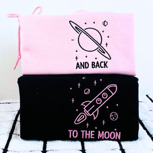 To The Moon And Back Sweatshirt or Hoodie, Personalized Embroidered Couple Gifts