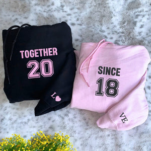 Together Since Hoodies or Sweatshirts, Custom Embroidered Valentine Gift For Girlfriend Boyfriend