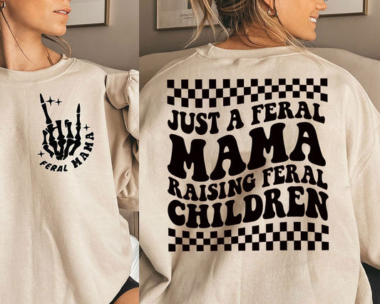 Trendy Mama Shirt, Just A Feral Mama Raising Feral Children, Mom Life Shirt, Best Mom Ever Gift For Mom Mother's Day Gift Shirt, Mom Shirt