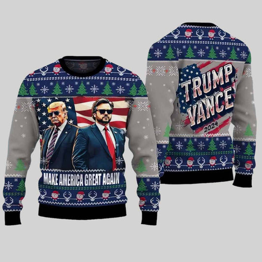Trump Vance Make America Great Again 2024 Ugly Christmas Sweater