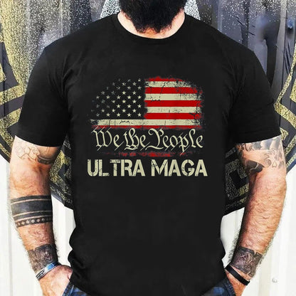 Ultra Maga Shirt Funny Anti Biden US Flag Pro Trump Trendy T-Shirt