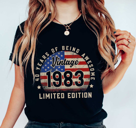 Vintage 1983 40 Years of Being Awesome Gifts 40th Birthday T-Shirt, Birthday Shirt, Vintage 1983 Shirt, 40th Birthday Gift for Women and Men