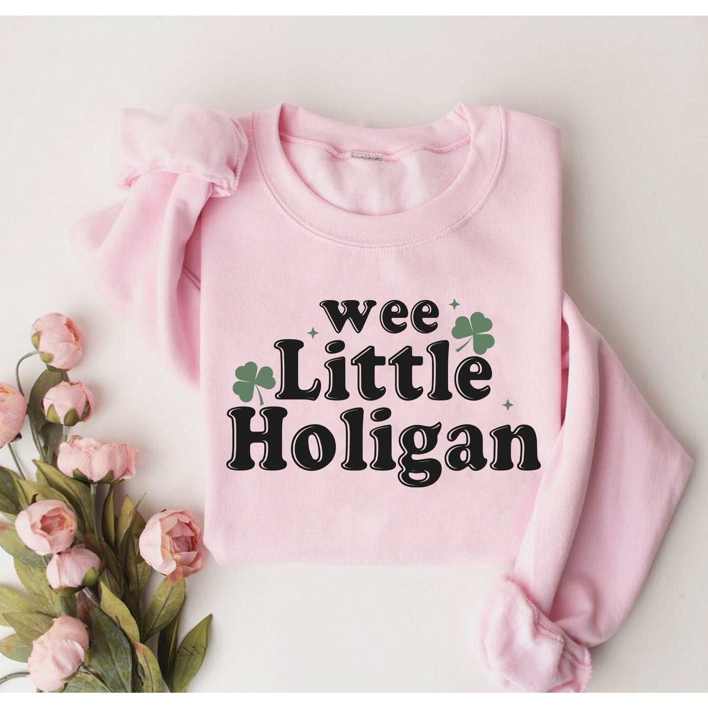 Wee Little Hooligan Kid Sweatshirt - St Patrick's Day Kids Pullover - Vintage Natural Crew Neck