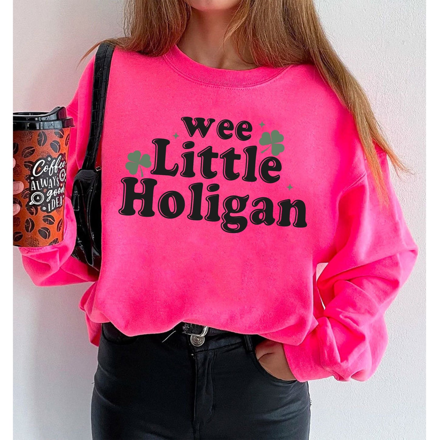 Wee Little Hooligan Kid Sweatshirt - St Patrick's Day Kids Pullover - Vintage Natural Crew Neck