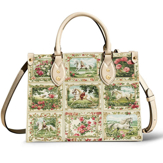 Leather Bag Horse Charm Floral Grace