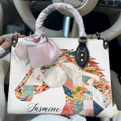 Personalized Horse Leather Bag Charming Floral Horse