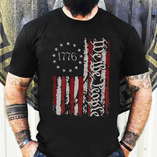 We the people Shirt, Patriotic Shirts For Women Men, Vintage USA Flag Tee, 1776 US Flag Shirt American Flag independence Day Gift for him