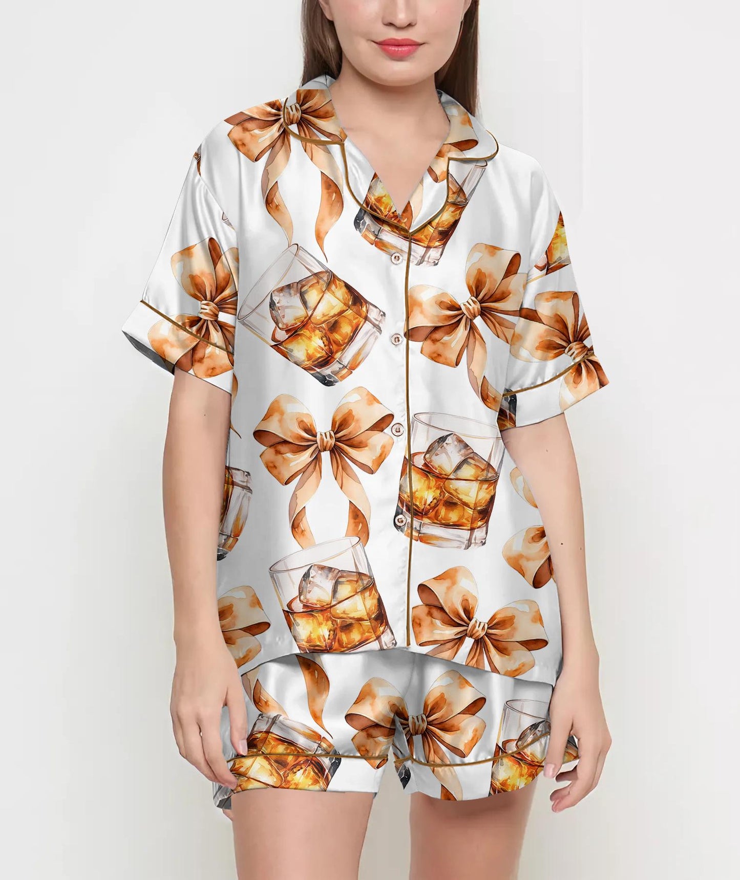 Whiskey Glass Coquette Pajamas Satin Set, Women Gift, Mother's Day Gift, Birthday Gift, Pjs For Women, Bridesmaid Gifts, Bachelorette 43