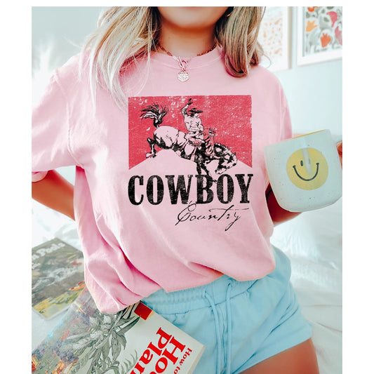 Western Cowboy Country, Pink Rodeo Shirt, Vintage Inspired Tee Shirt, Western Graphic Tee, Retro T-Shirt,Funny husband wife t-shirt,Southern