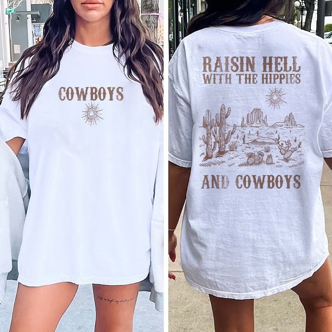 Western Raisin Hell With The Hippies Tshirt Graphic Tee Boho Western Shirt Western Shirt Cowgirl Shirt Vintage Country Concert Tee,howdy tee