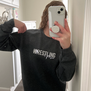 Wrestling Mom Sweatshirt or Hoodie with Embroidered Kids Names on Sleeve