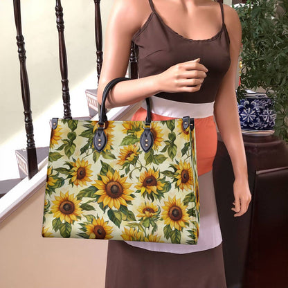 Leather Bag Happy Sunflowers