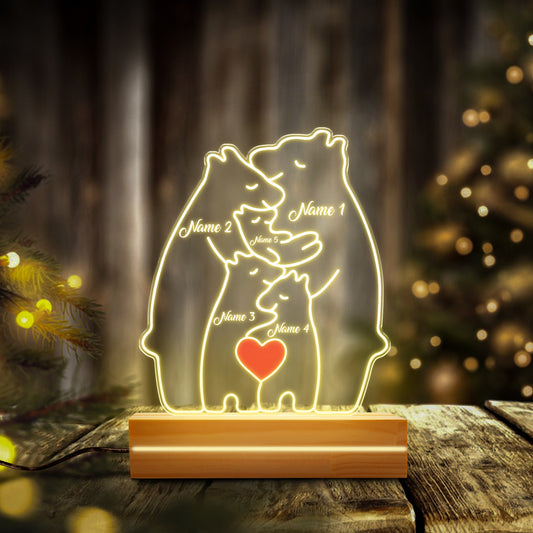 Personalized Bear Family Night Light  Personalized Gift for Baby Night light girl boy bedroom bedside light, Gift for Christmas Family Home decoration