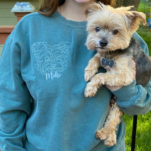 Yorkshire Terrier Sweatshirt or Hoodie, Custom Embroidered with Picture Name