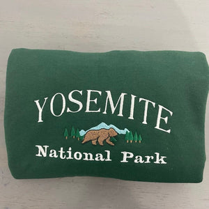 Yosemite National Park California Vintage Embroidered Crewneck