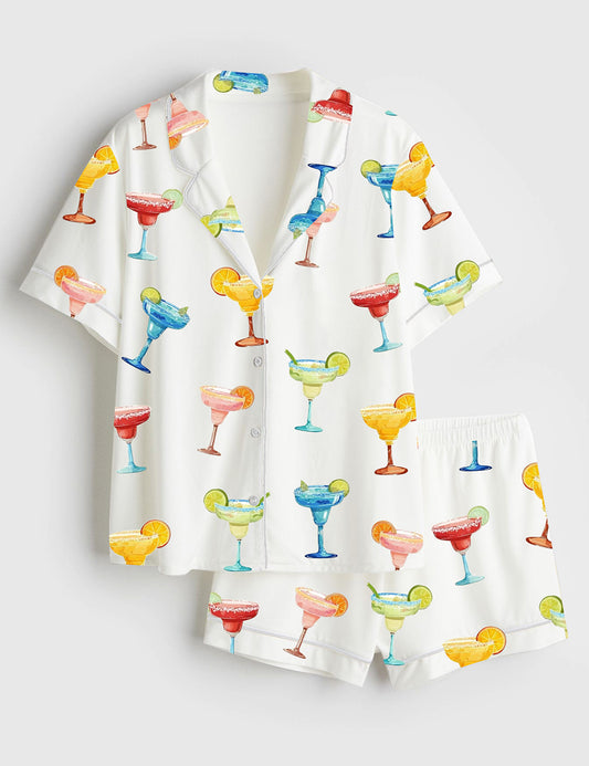 Women’s Drink Margaritas Short Sleeve Satin Pajama Set