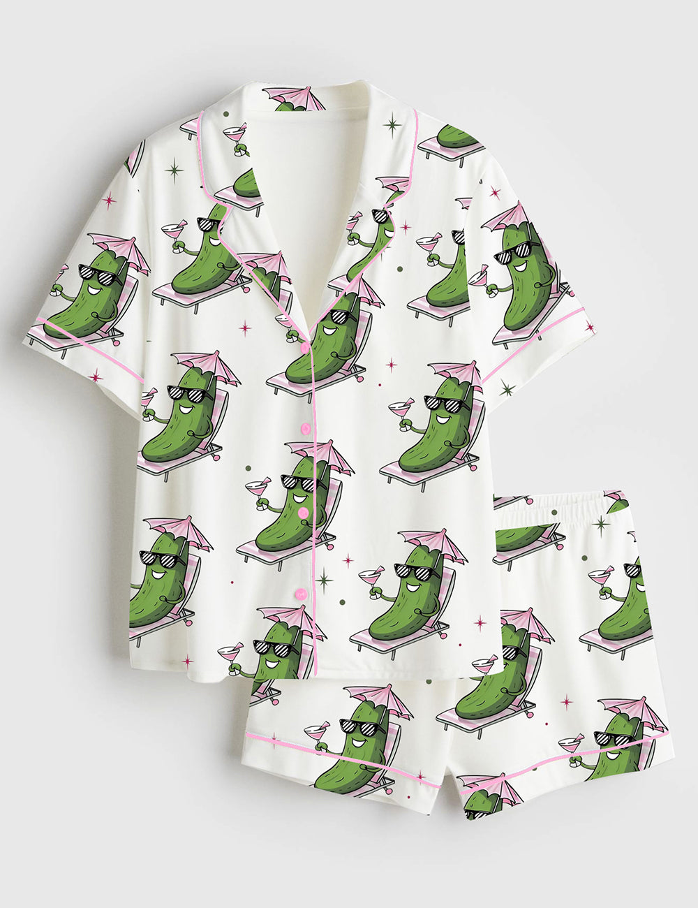 Women’s Everything Is A Dildo If You're Brave Enough Inappropriate Raunchy Cucumber Short Sleeve Satin Pajama Set
