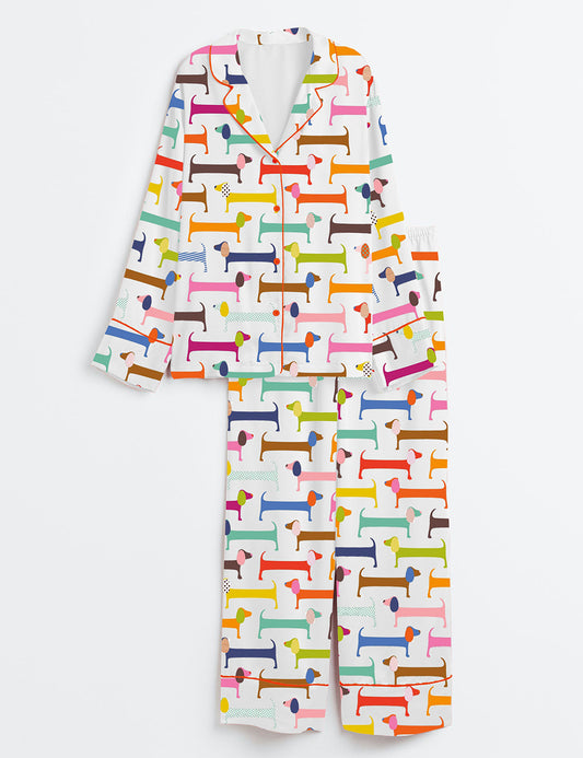 Women's Watercolor Dachshund Long Sleeve Pajama Set