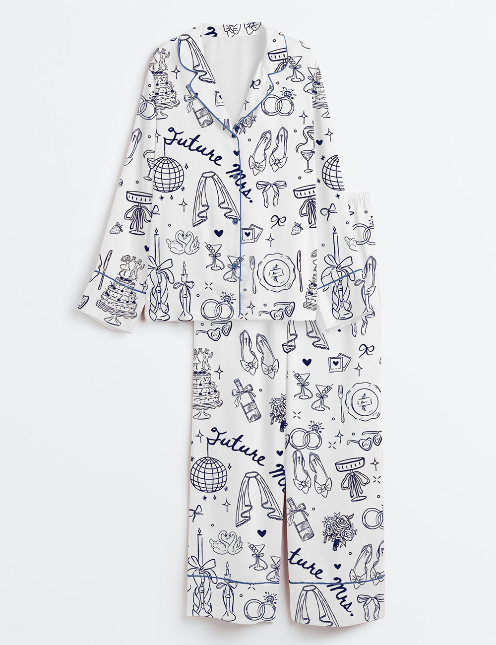 Women’s Future Mrs Bride To Be Gift In My Engaged Era Long Sleeve Satin Pajama Set