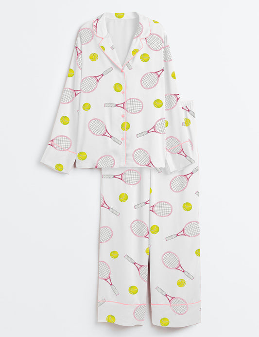 Women’s Tennis Lover Long Sleeve Satin Pajama Set