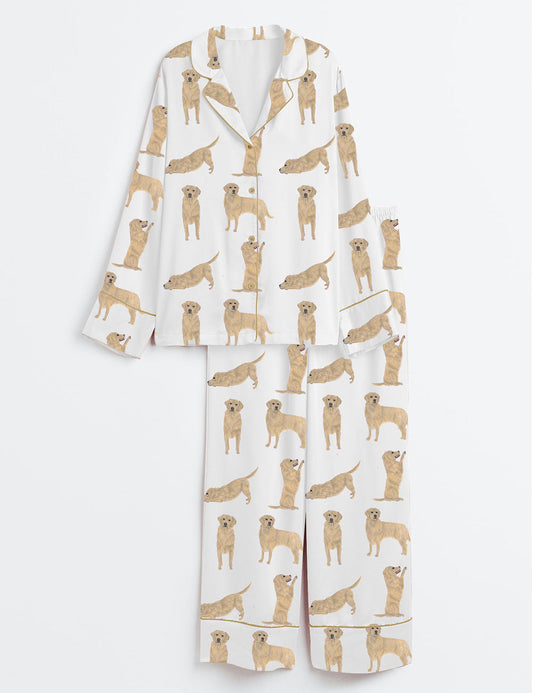 Women's Golden Retriever Long Sleeve Satin Pajama Set