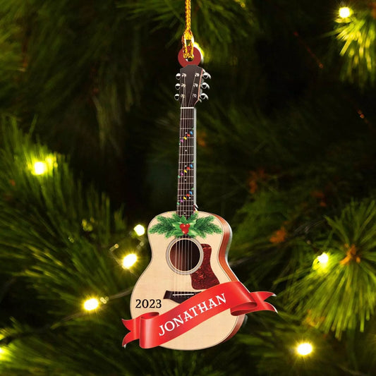 Acoustic Guitar Ornament, Personalized Guitar Christmas Ornaments, Custom Guitar, Ornament Decoration, Ornament For Gift, Ornament Christmas