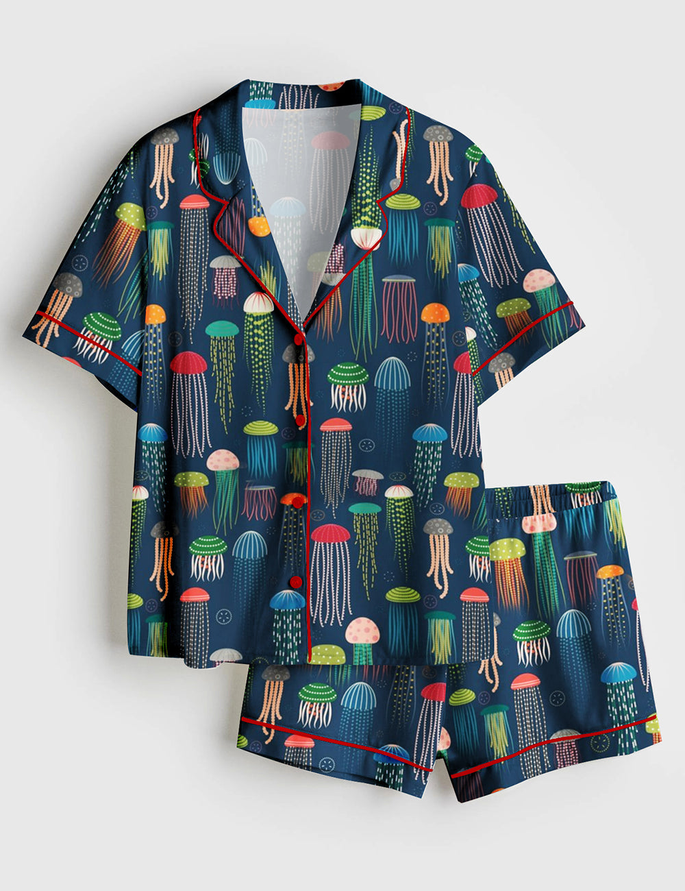 Women's Just Jellies Jellyfish Sea World Short Sleeve Satin Pajama Set