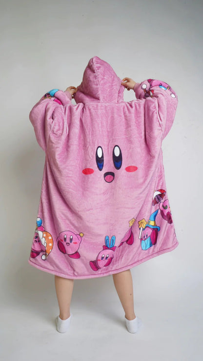 Kirby wearable Blanket Hoodie  oversize snuggle Sherpa unisex adults and kids