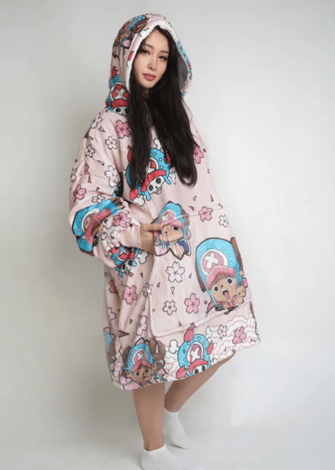 Tony Chopper One Piece Anime wearable Blanket Hoodie  oversize snuggle Sherpa unisex adults and kids