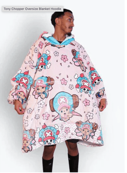 Tony Chopper One Piece Anime wearable Blanket Hoodie  oversize snuggle Sherpa unisex adults and kids